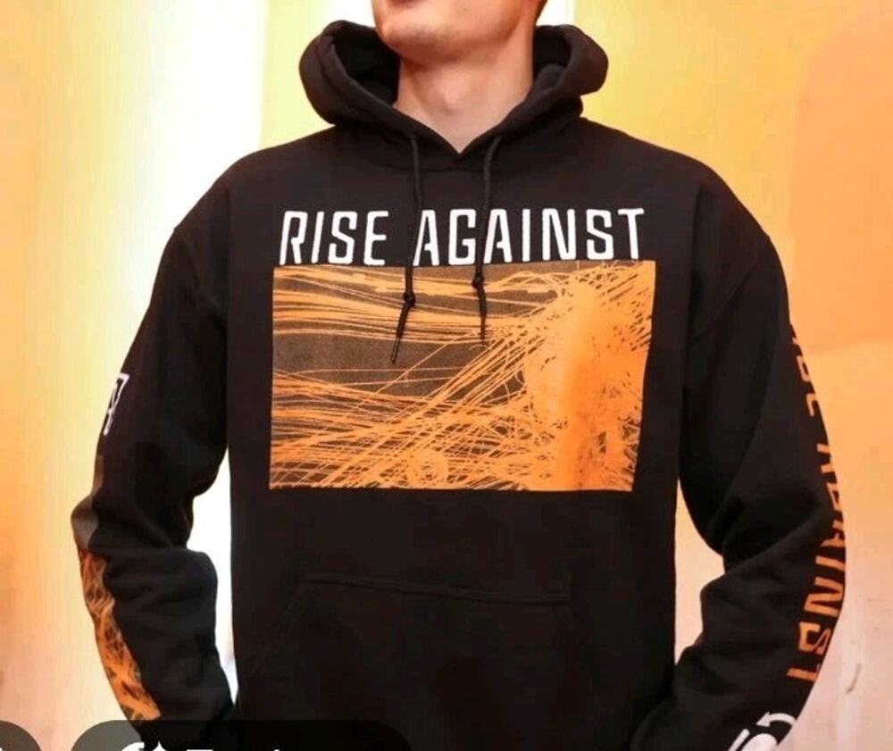 Rise Against Band Pullover Hoodie Mens Sz LARGE Punk Rock Emo Hot Topic Rage